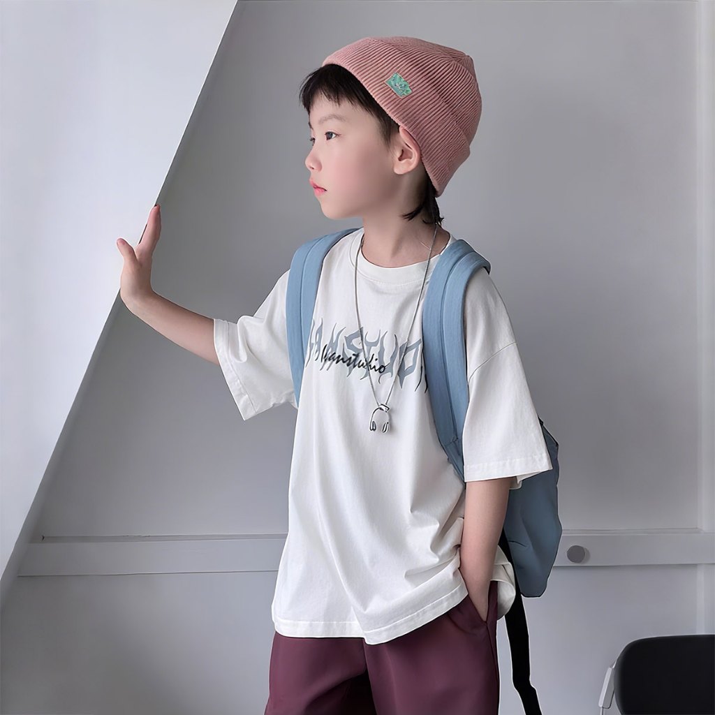 SweetKids พร้อมส่งจากกทม แขนสั้นเด็กผู้ชาย ชุดเสื้อยืดแขนสั้น แฟชั่นฤดูร้อน เสื้อยืดคอกลมครึ่งแขน พิมพ์ หลวมและสะดวกสบาย ราคา ถูกที่สุด ดีลบีเคเค แกลเลอรีภาพที่ 3