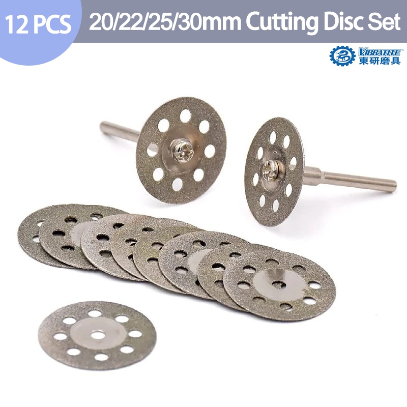 เพชรเลื่อย Blade12 ชิ้น 20-30 มิลลิเมตร 3 มิลลิเมตร Mandrel สําหรับ Dremel โรตารี่เครื่องมือ Mini ตัดแผ่นหินแก้วกระเบื้องตัดโลหะ
