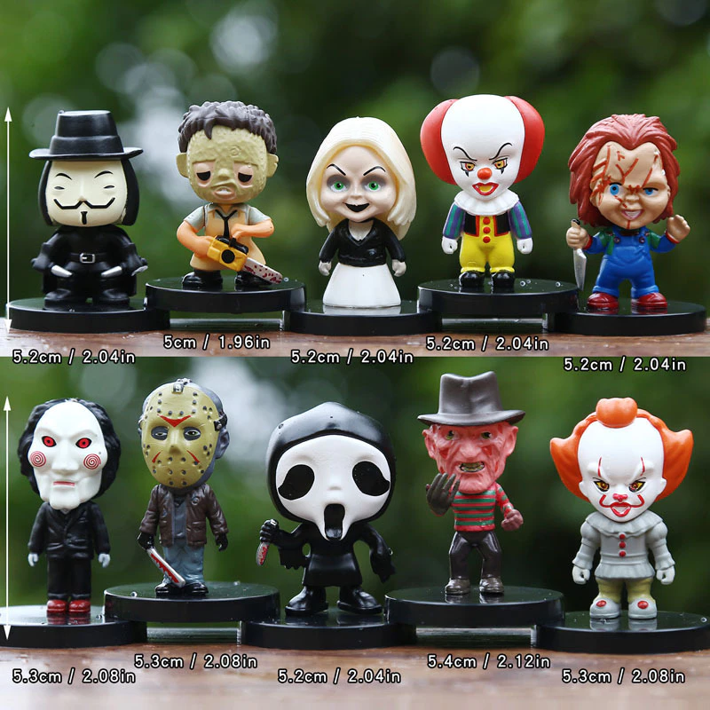 10 ชิ้น 5 ซม.สยองขวัญฟิล์ม Series Jason Freddy Clown Action Figure ของเล่น PVC รุ่นของขวัญฮาโลวีนไวนิลตุ๊กตาตุ๊กตาของขวัญ
