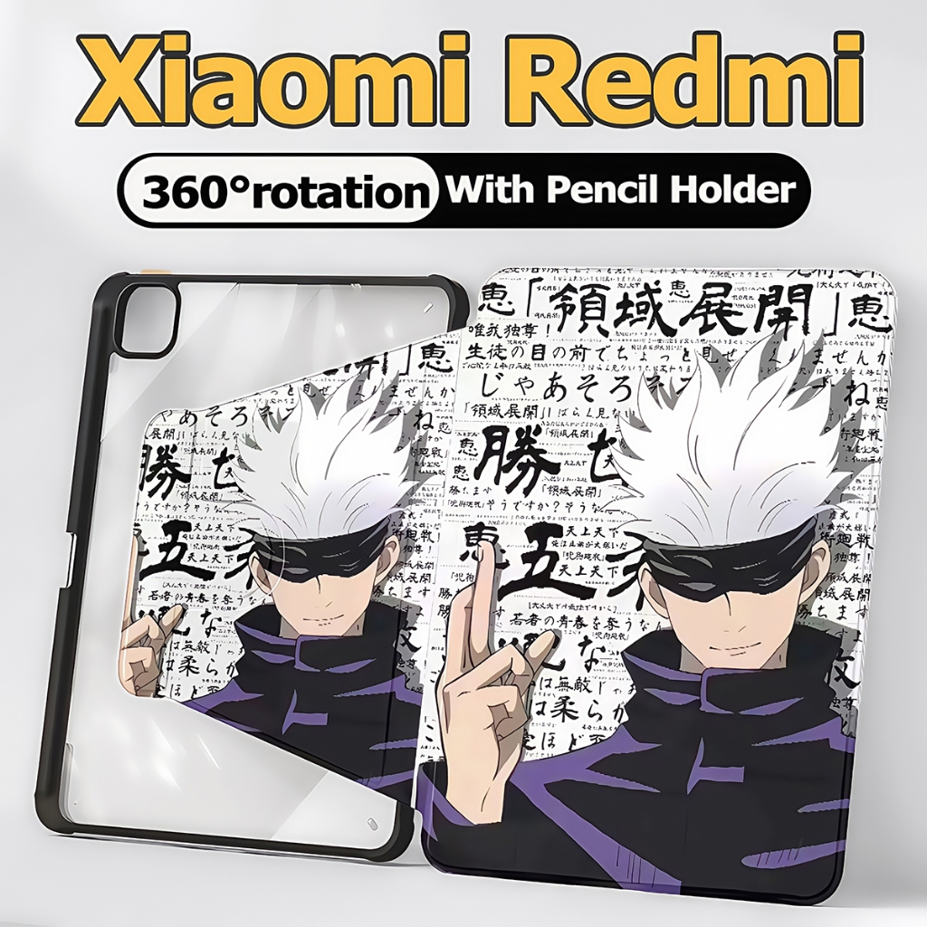 Xiaomi/Redmi กรณีแท็บเล็ตสําหรับ Xiaomi pad 5 6 Xiaomi pad 6 5 Pro 11 "กรณี Redmi SE 11 และ Redmi pad2  pad 10.61/pad pro12.1 360° ฝาครอบพับอะคริลิคหมุนได้ Jujutsu Kaisen Case