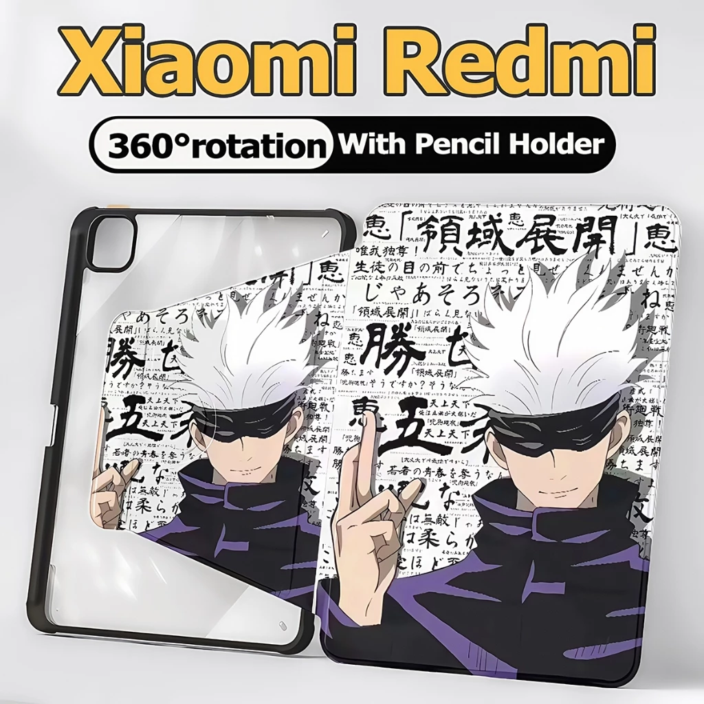 Xiaomi/Redmi กรณีแท็บเล็ตสําหรับ Xiaomi pad 5 6 Xiaomi pad 6 5 Pro 11 "กรณี Redmi SE 11 และ Redmi pad2 pad 10.61/pad pro12.1 360° ฝาครอบพับอะคริลิคหมุนได้ Jujutsu Kaisen Case