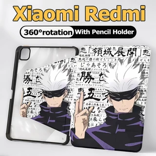 Xiaomi/Redmi กรณีแท็บเล็ตสําหรับ Xiaomi pad 5 6 Xiaomi pad 6 5 Pro 11 "กรณี Redmi SE 11 และ Redmi pad2 pad 10.61/pad pro12.1 360° ฝาครอบพับอะคริลิคหมุนได้ Jujutsu Kaisen Case