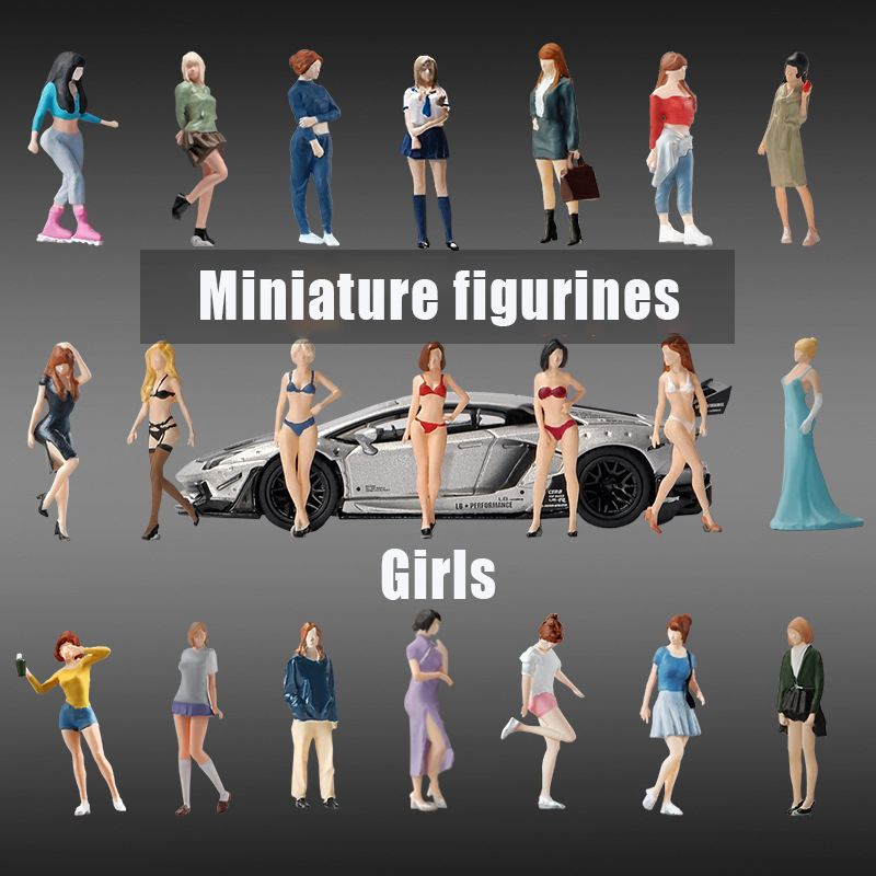 1: 64 Scale Girl Series คุณภาพสูง Miniature รุ่นทรายตกแต่งตารางเรซิ่น Micro ตุ๊กตาสามมิติที่มีสีสัน Villain การถ่ายภาพ Props