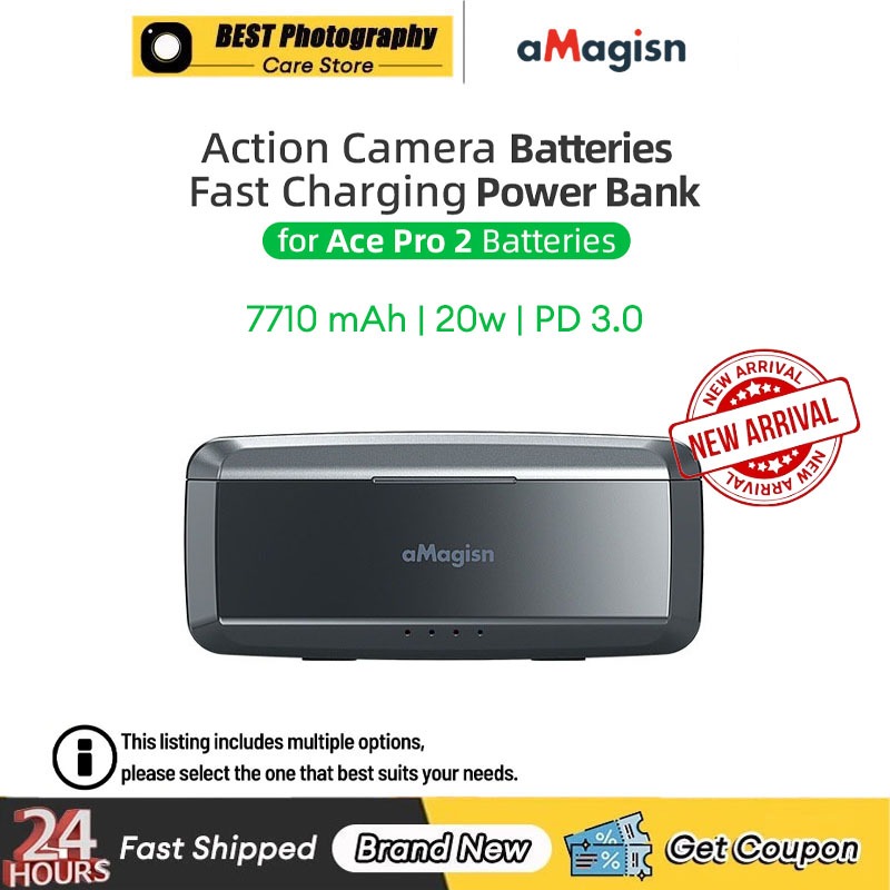 【🇹🇭 กรุงเทพฯ】amagisn Insta360 Ace Pro2 เครื่องชาร์จแบตเตอรี่ชาร์จเร็วเคสชาร์จแบตสํารอง + ต้นฉบับ 180