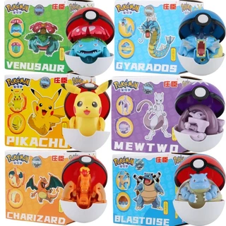 ลิขสิทธ์แท้ โมเดล โปเกมอน Pokemon Elf Ball Pikachu Charizard Mewtwo Lunala Action Figures ของเล่นสําหรับเด็ก