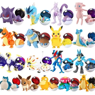 ลิขสิทธ์แท้ โมเดล โปเกมอน Pokemon Elf Ball Pikachu Charizard Mewtwo Lunala Action Figures ของเล่นสําหรับเด็ก