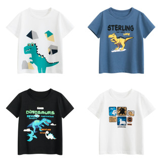ผ้าฝ้ายเด็กฤดูร้อนเสื้อยืดคอกลมแขนสั้น 1-8 ปี