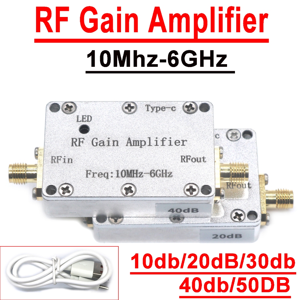 LNA 10Mhz-6GHz RF Gain amplifier เครื่องขยายเสียงแบนสูง 10DB 20DB 30DB 40DB 50DB Power amplifier Power Drive สัญญาณวิทยุ SDR LORA Helium Miner