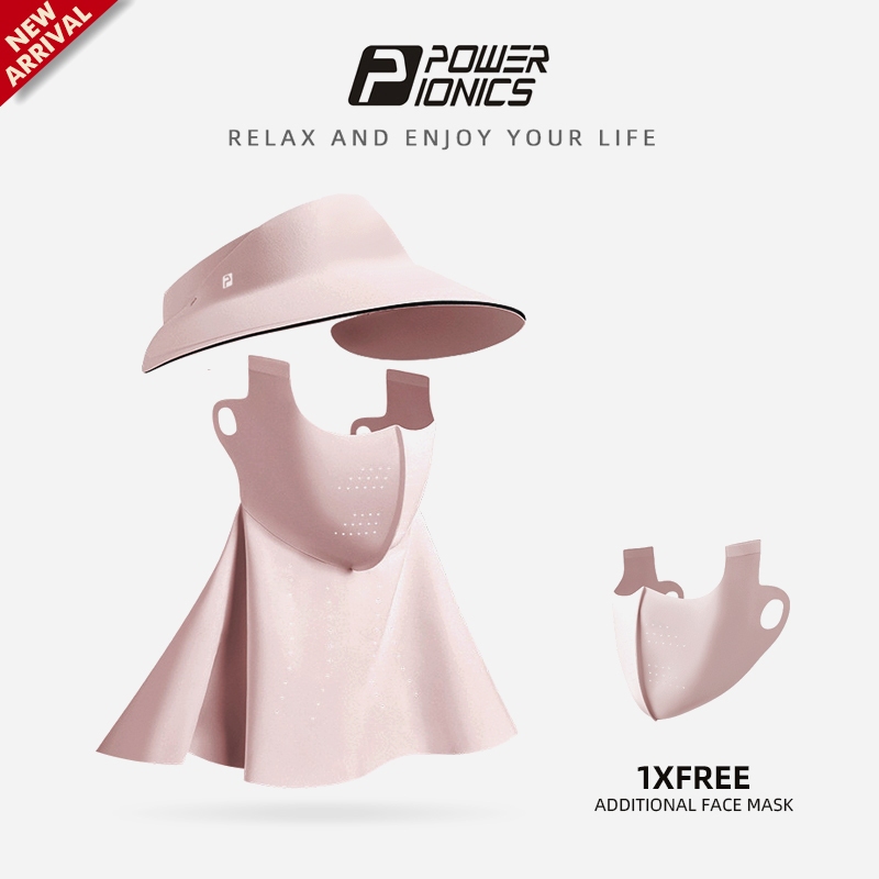 POWER IONICS Modular Design Breathable หมวกป้องกันแสงแดดและGaiter.Face.Mask.Set.UPF50+สำหรับผู้หญิง