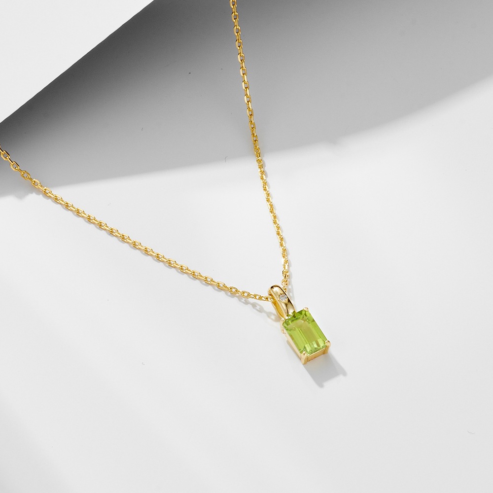 GCS Peridot Amethyst Pendent สร้อยคออัญมณีธรรมชาติสร้อยคอทองชุบ Rhodium Plated S925 เงินสเตอร์ลิง