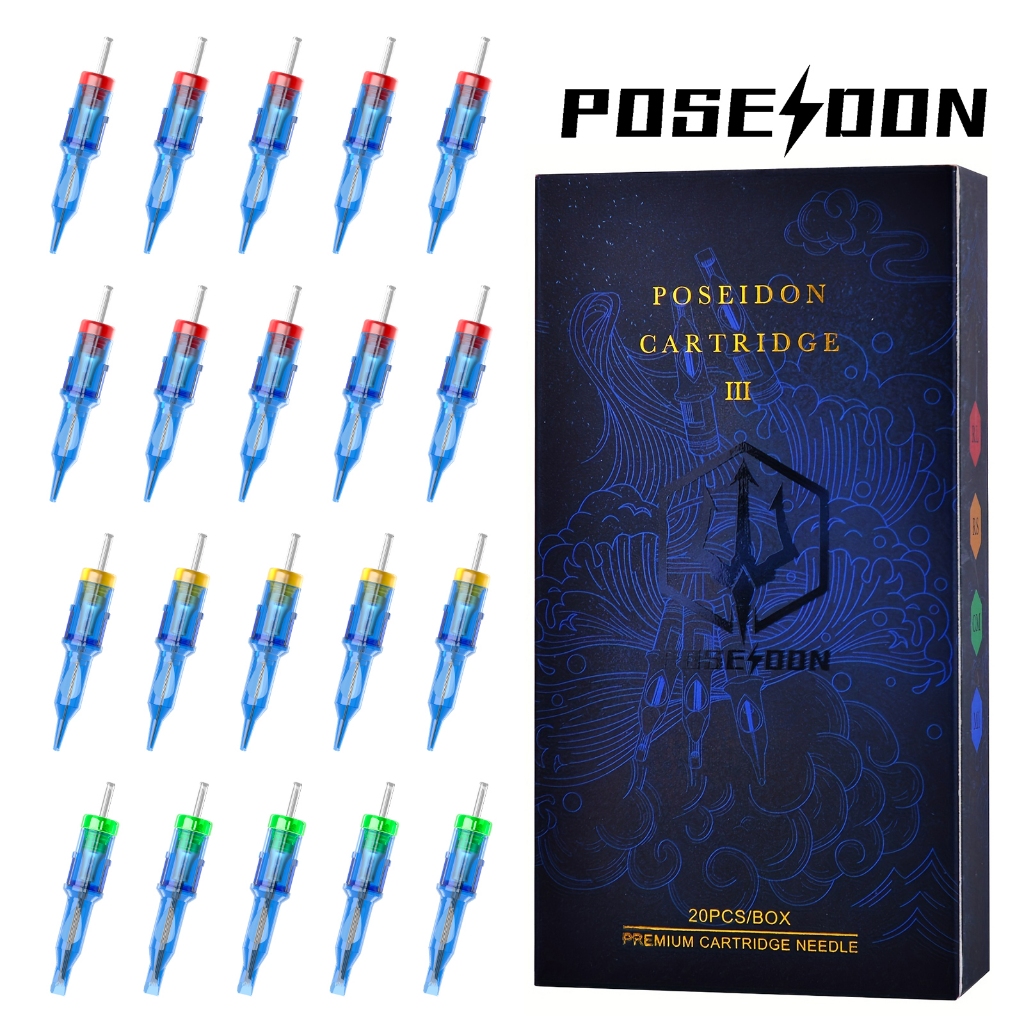 เข็มตลับสัก POSEIDON 20 ชิ้น/กล่อง #10 ขนาด 0.3 มม. มาตรฐานสารพัน ใช้แล้วทิ้ง สําหรับเครื่องสัก ศิลปิน