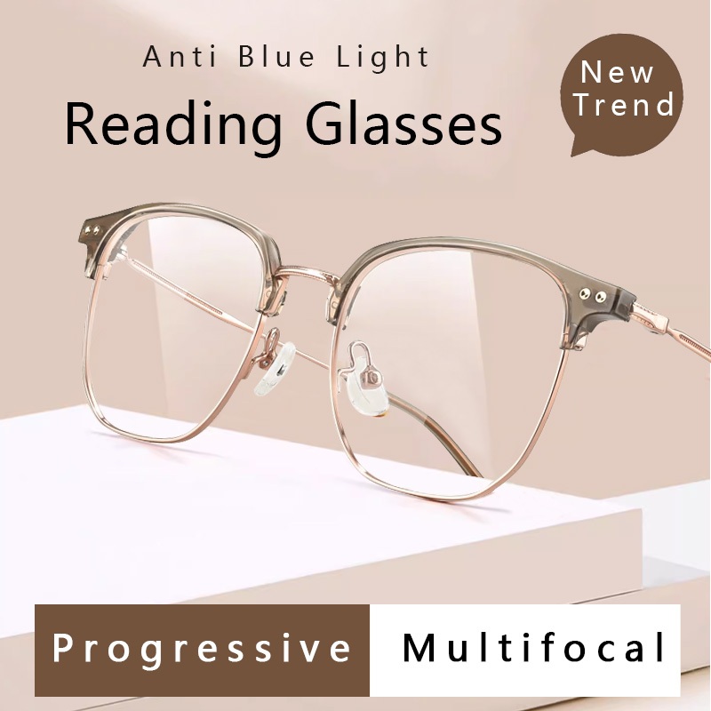 Progressive Multifocus แว่นตาอ่านหนังสือ Blue Light Blocking สําหรับผู้หญิงและผู้ชายนักอ่านAnti Eyestrain คุณภาพสูง