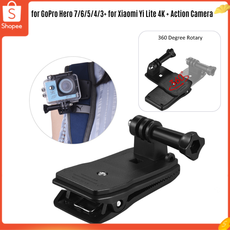 คลิปหนีบสายคล้องกระเป๋าเป้สะพายหลัง หมุนได้ 360 องศา สําหรับกล้องแอคชั่น GoPro Hero 7 6 5 4 3+ Xiaom