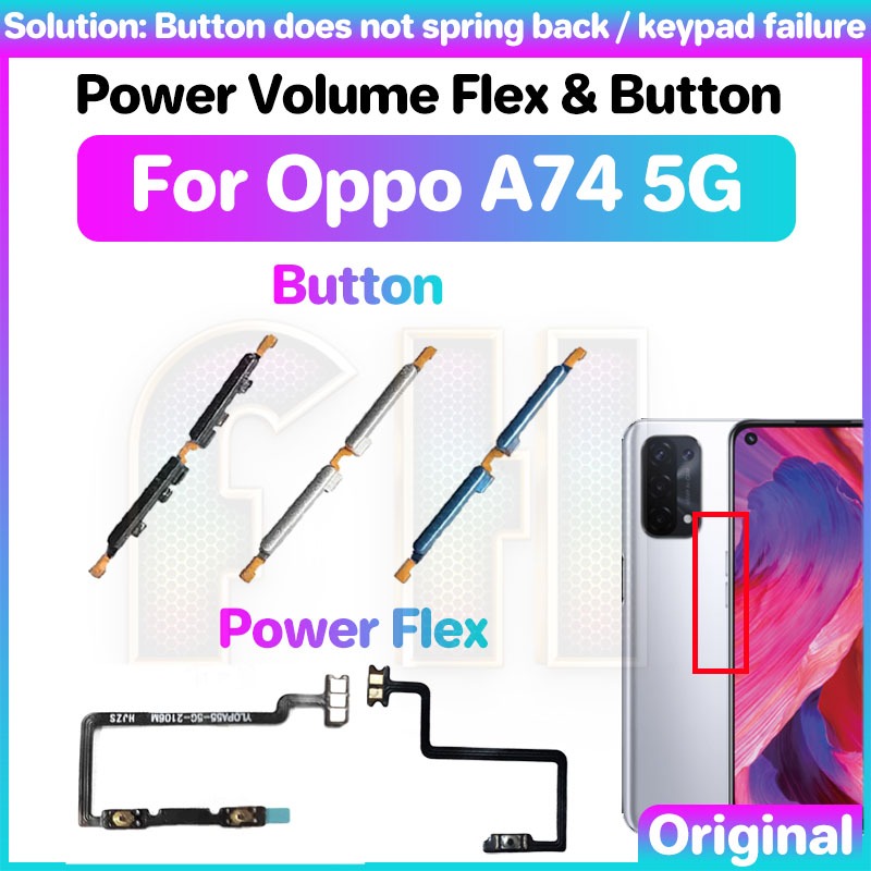 ปุ่มปรับระดับเสียงไฟ Flex สําหรับ oppo a74 5g สวิตช์กุญแจด้านข้าง Power ON OFF Key Mute Volume ปุ่มควบคุมริบบิ้น Flex Cable
