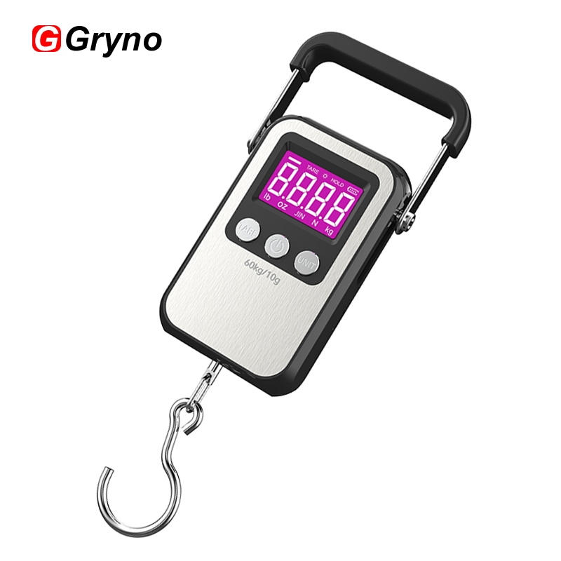 Gryno 304 สแตนเลสกระเป๋าเดินทางขนาด 60 กก./10 กรัมน้ําหนัก LCD ดิจิตอลความแม่นยําสูงอิเล็กทรอนิกส์ Mini Scale สําหรับเดินทางกระเป๋าตกปลา