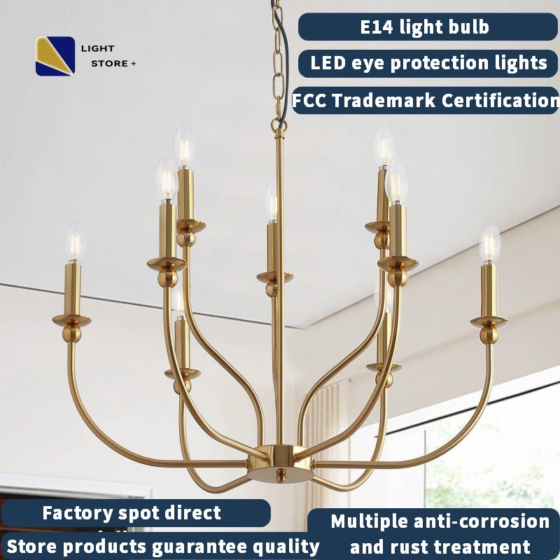 อเมริกันแสงหรูหราเหล็กสาขา-รูปโคมระย้าไฟ นํา ห้องนั่งเล่นแสงห้องรับประทานอาหารแสงบ้านไร่ระเบียงทางเดินโคมไฟบ้าน