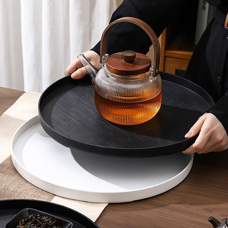 OUKEAI ‌จานกลมพีพีขนาด 30/35 ซม. ใช้ในโรงแรม/ร้านอาหาร วางชาใหญ่ เก็บแก้วและของใช้‌