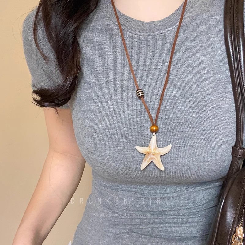 Ocean Pie Star สร้อยคอ Vintage ยืดได้สำหรับผู้หญิงฤดูร้อน Décor