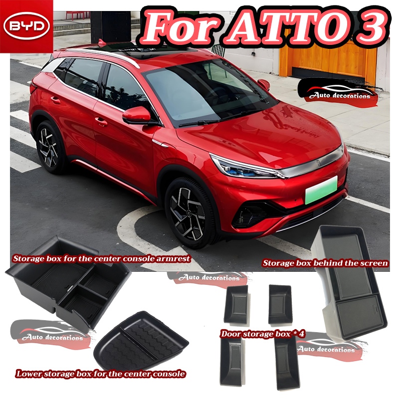สําหรับ BYD Atto 3 ที่วางแขนคอนโซลกลาง กล่องเก็บของหลังจอ กล่องเก็บของล่างคอนโซลกลาง อุปกรณ์ตกแต่งภายในรถยนต์