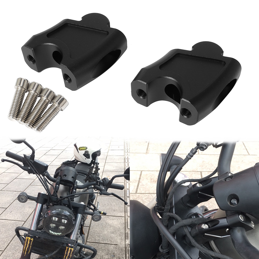 รถจักรยานยนต์Handlebar Mount Clamp Lifter Bar Clamps riser ยกแฮนด์สําหรับHonda rebel 500/300/1100 riser cmx500 cmx300