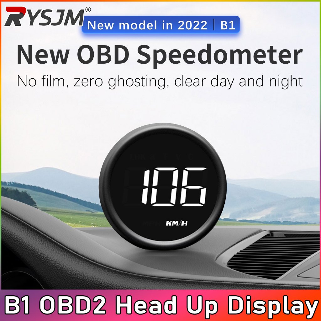 OBD2 รถ HUD B1 รถ Head Up จอแสดงผลมัลติฟังก์ชั่นเครื่องมือดิจิตอล LCD GPS Head Up จอแสดงผล
