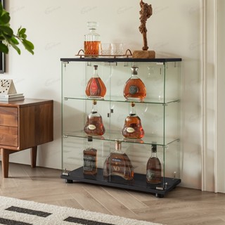 ที่เรียบง่ายสองประตูตู้ไวน์กระจกแสดงตู้ห้องนั่งเล่นตู้เครื่อ…