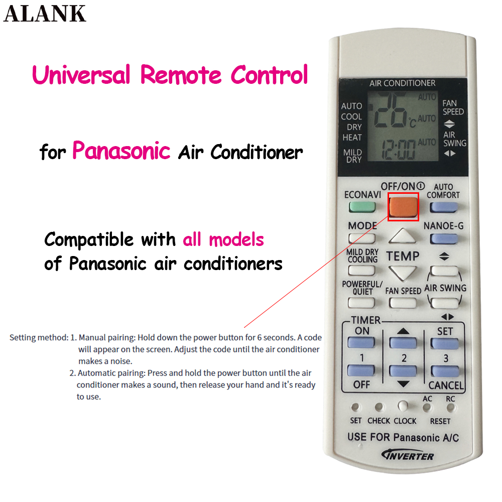 ALANK รีโมทสากลรุ่นใหม่ Remote รีโมทแอร์ Panasonic ใช้งานได้กับทุกรุ่น (เหมาะกับแอร์แบบแยกส่วน)
