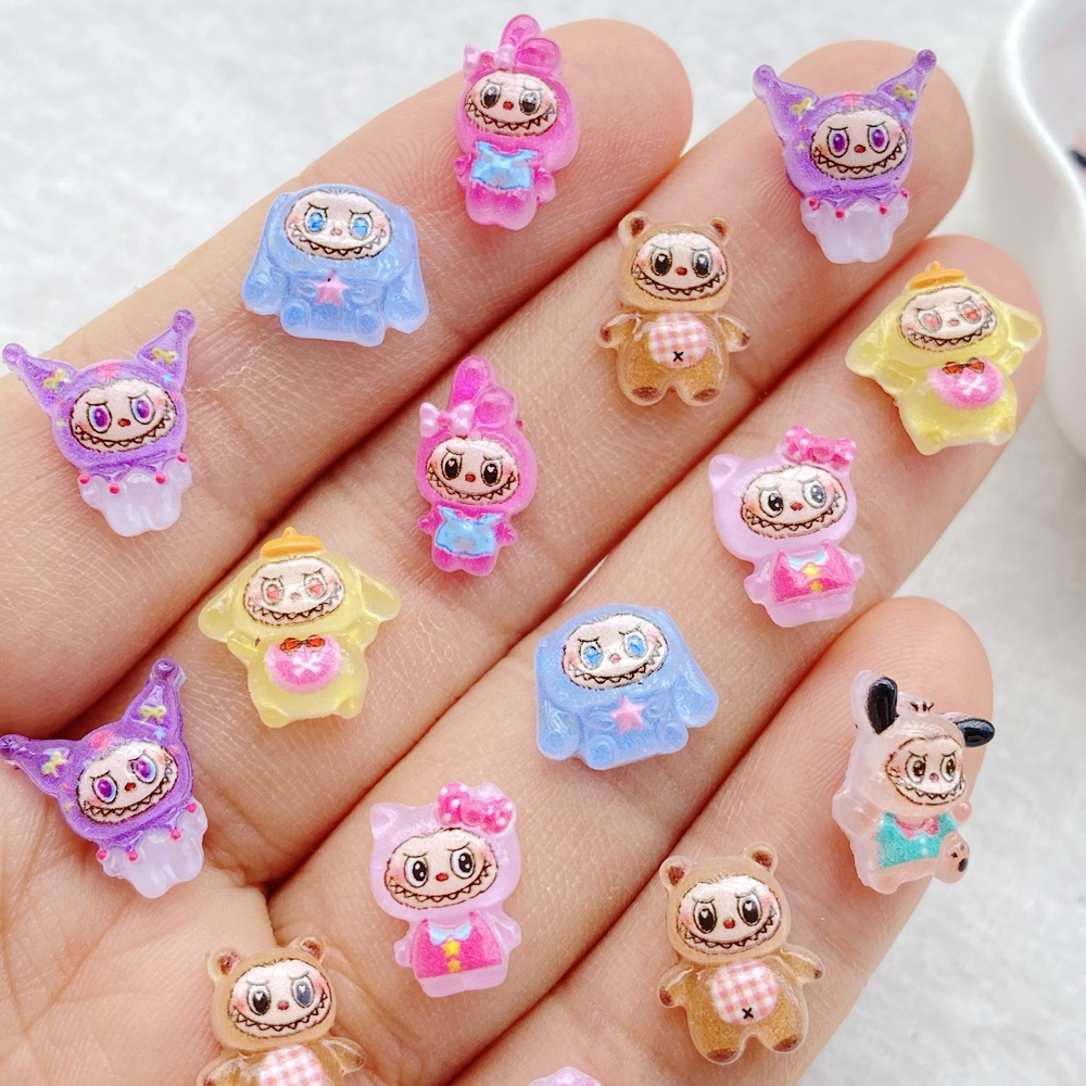 50 ใหม่น่ารัก 8-12 มม.เรซิ่นมินิการ์ตูนสัตว์กระต่ายชุดแบนกลับสมุดภาพ Cabochon Kawaii DIY อุปกรณ์ตกแต่ง