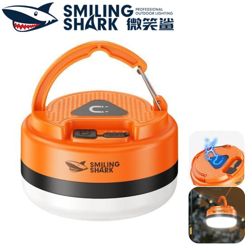 SMILING SHARK LY8308 LED camping Light 3 โหมดสีขาวสีเหลืองแม่เหล็ก Type-C ชาร์จ โคมไฟกันน้ำสำหรับกลางแจ้ง
