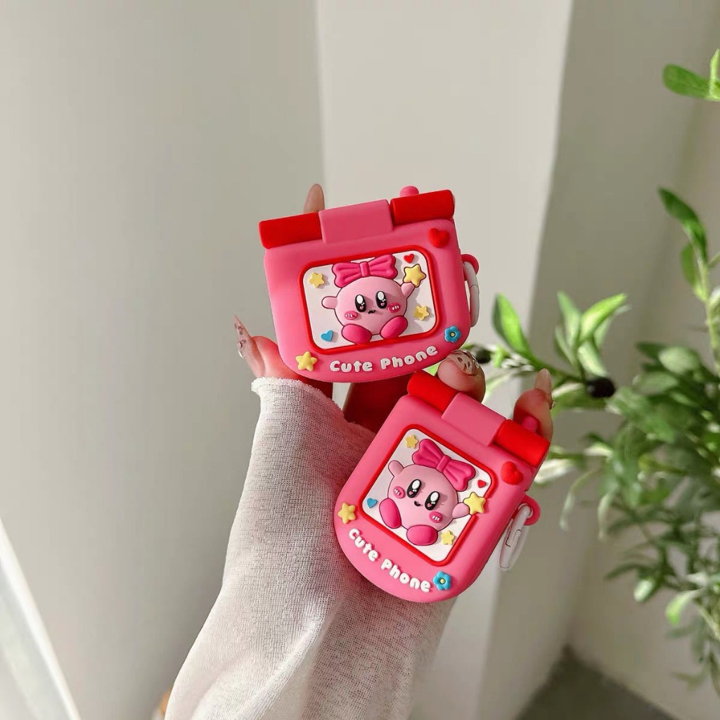 Creative Star Kirby สําหรับ AirPods 4 หูฟังฝาครอบป้องกัน AirPods Pro2 1 3rd Generation หูฟังไร้สายบลูทูธพร้อมกระจกยางนุ่ม Anti Drop หูฟังฝาครอบ