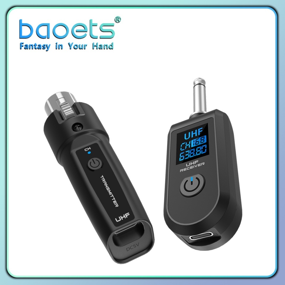 ระบบไมโครโฟนไร้สาย UHF อะแดปเตอร์ไมโครโฟน XLR เครื่องส่งสัญญาณและตัวรับสัญญาณ
