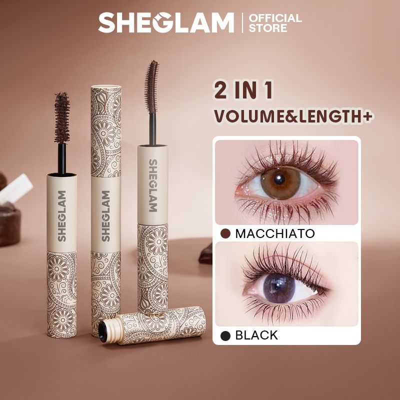 Sheglam All-In-One Volume & ความยาวมาสคาร่า 2 In 1 กันน้ํา Volumizing Dual-Ended แปรงยาว Curling หนา Lash ยกมาสคาร่าติดทนนาน Eye แต่งหน้า