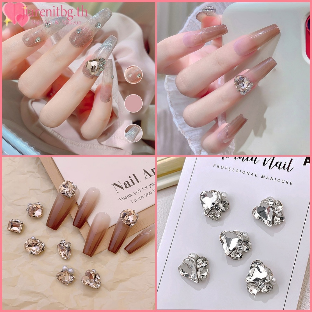 RENBG 5 ชิ้น Maillard กาแฟเล็บคริสตัล Pile ประกายตกแต่ง Charm Shiny Rhinestone เครื่องประดับอุปกรณ์แต่งเล็บ TH