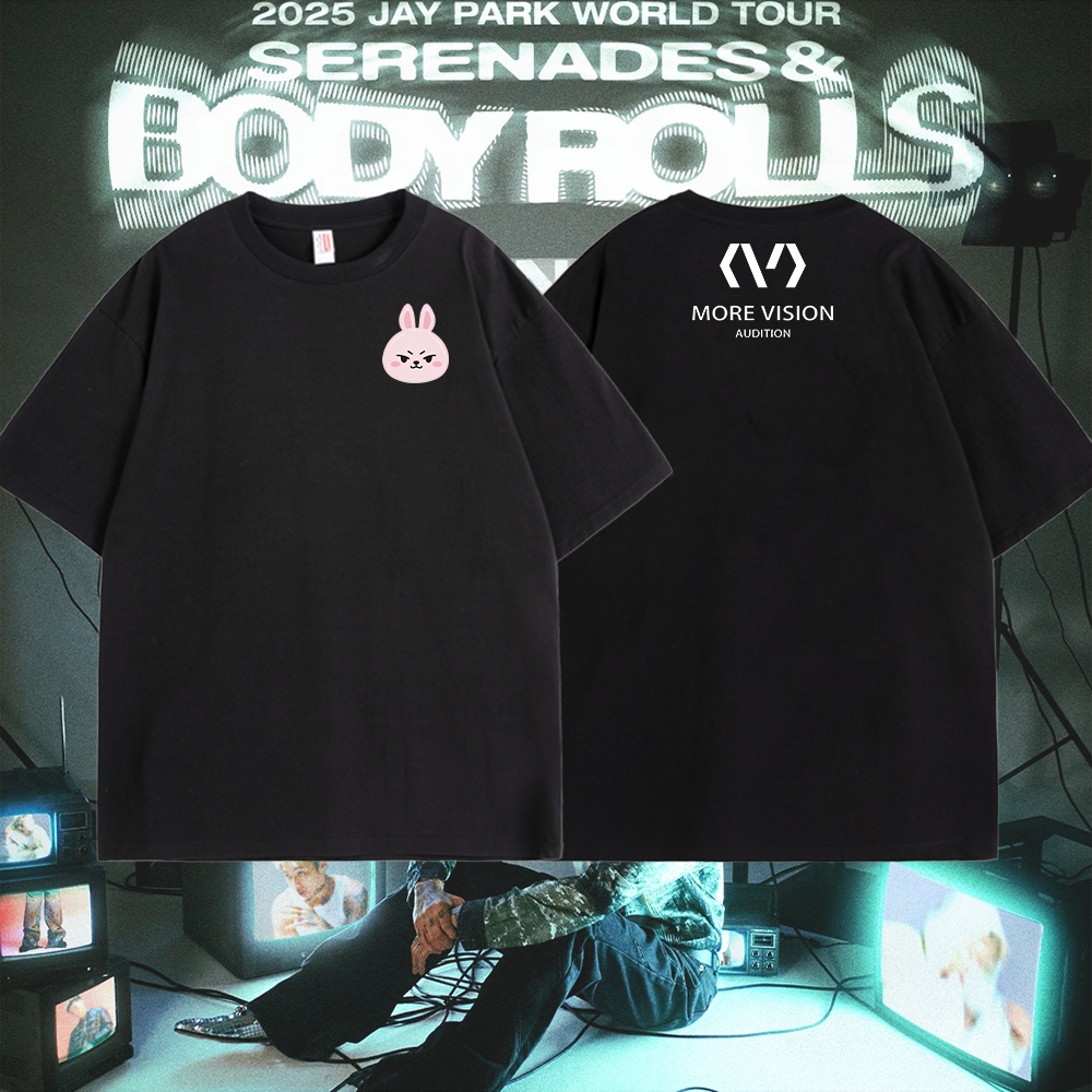 2025 Jay Park World Tour <BODY ROLLS> เสื้อเชิ้ตแขนสั้นพิมพ์ลายแฟชั่นผู้ชายและผู้หญิง