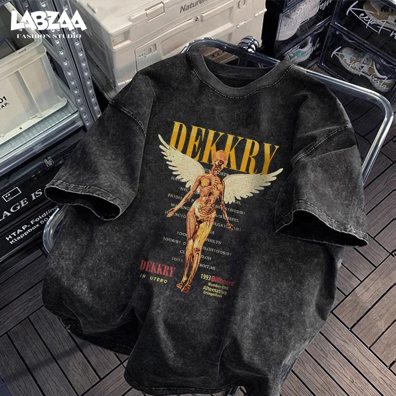 เสื้อยืดคอกลมแขนสั้น ใส่สบาย ไม่ต้องรีด แนวสตรีทแฟชั่น nirvana เสื้อฟอก oversize ผ้าแห้งเร็ว YG1120