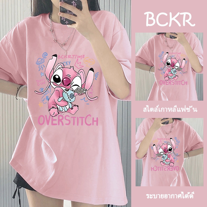 แฟชั่นเกาหลีสไตล์🎀ลายมอนสเตอร์สีชมพู เสื้อ💗ชุดหน้าร้อน oversize เสื้อคอตตอน คอกลม เสื้อผญ เสื้YG1569