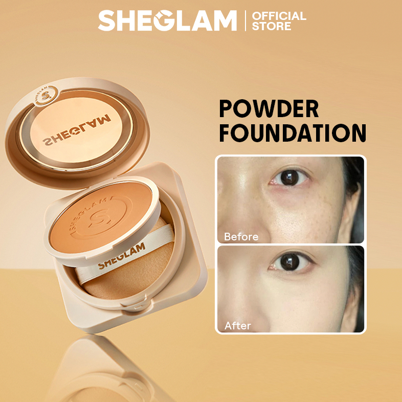 Sheglam Skin-Focus High Coverage Powder Foundation-36 Shades Oil-Control Pore-Less Flawless Full Coverage น้ําหนักเบา Pressed Powder Soft Matte Smoother-Looking Setting Powder Face