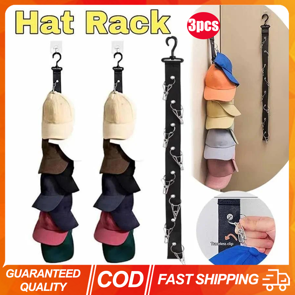 (สต็อกไทย) สายรัดไนลอนหมวกแขวน 8 คลิปโลหะหมวก Rack Organizer Caps Rack หมวกกอล์ฟสําหรับเบสบอลหมวกหมวกกอล์ฟ