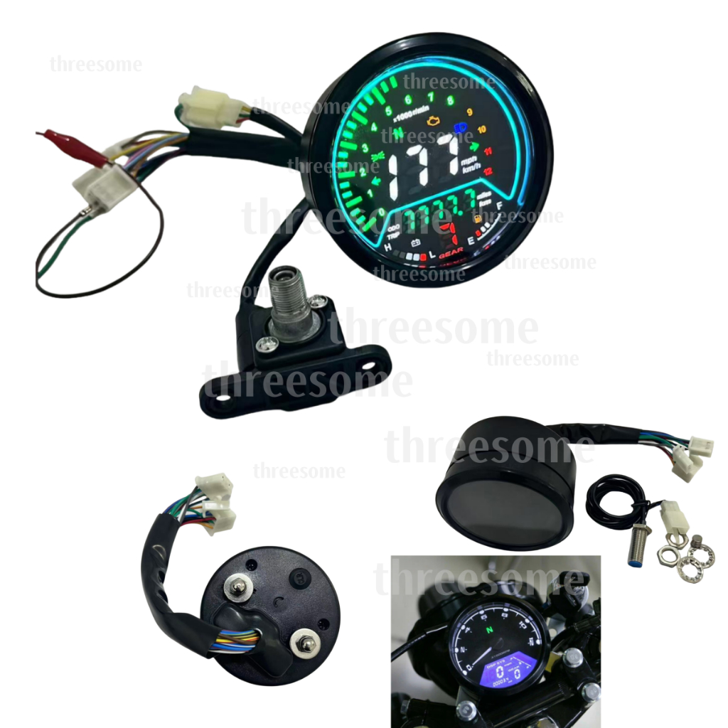 รถจักรยานยนต์ RPM ความเร็ว Speedometer Moto แผงเครื่องมือดิจิตอลเครื่องวัดแรงดันไฟฟ้าเครื่องวัดระดับน้ํามันสําหรับ Cafe Racer