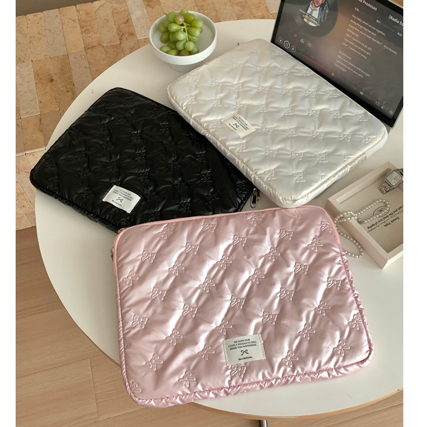 กระเป๋าแล็ปท็อป อิน เกาหลีใหม่ มันเงา โบว์กันกระแทกกันน้ําแท็บเล็ตคอมพิวเตอร์ ซับ กระเป๋าเหมาะสําหรับ 9.7 10.2 10.9 11 13 14 15 15.6-นิ้