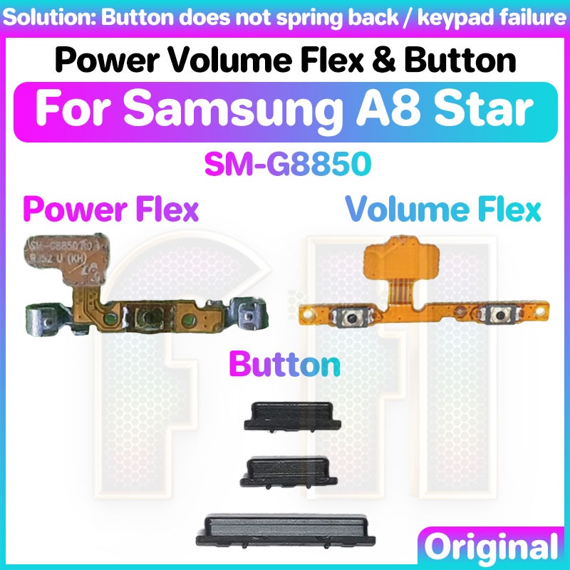 ปุ่มปรับระดับเสียงไฟ Flex สําหรับ Samsung A8 Star SM-G8850 G8850 G8850F สวิทช์เปิด OFF Key Mute Volu