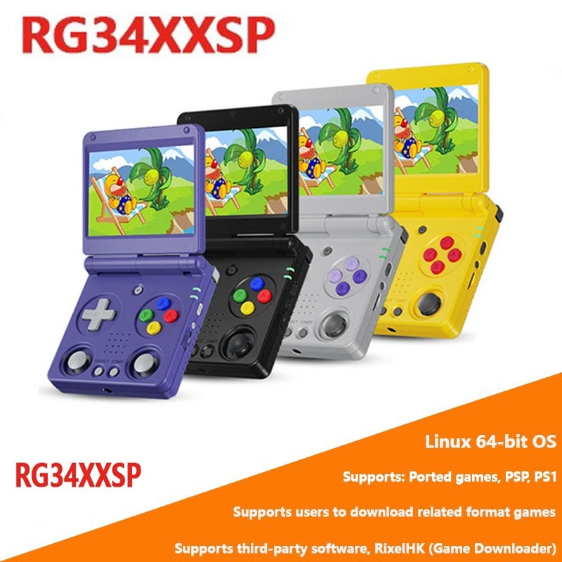 RG34XXSP 3.4 นิ้ว IPS Flip คอนโซลเกมมือถือ Linux 64-bit H700 quad-core LPDDR4 Retro เครื่องเล่นเกม 5