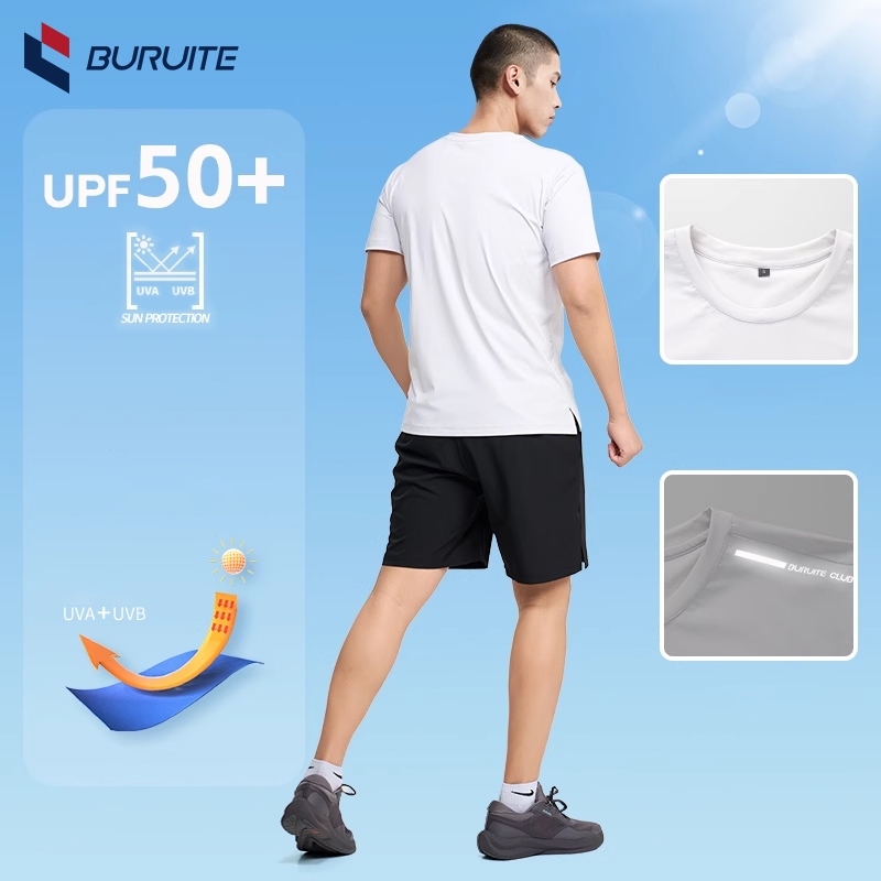 เสื้อกีฬาผ้าไฮเทค แห้งเร็ว ป้องกันแบคทีเรีย 7A ยืดหยุ่นสูงไม่ผิดรูป เสื้อยืดผ้าไหมน้ำแข็ง