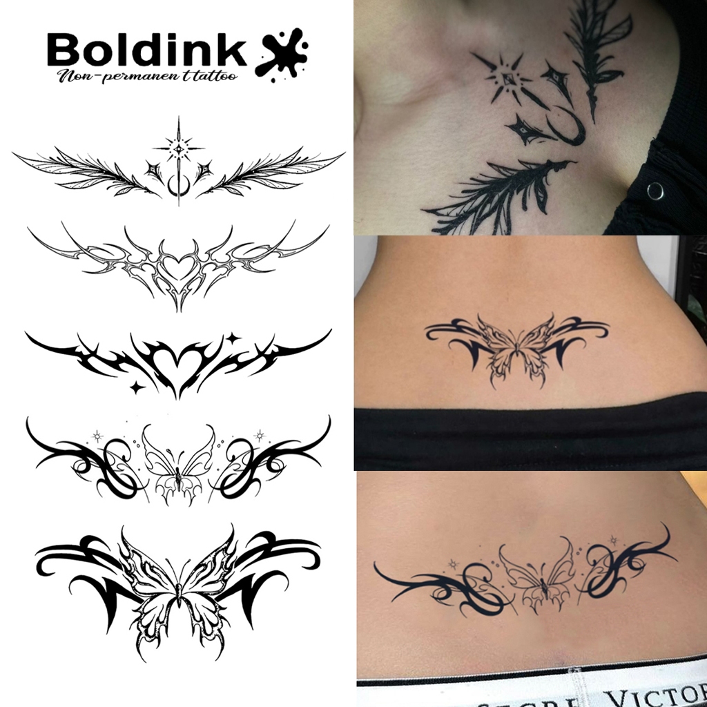 Boldlink party สติ๊กเกอร์รอยสัก succubus เซ็กซี่ กันน้ำ ติดทนนาน 15 วัน สไตล์เพ้นท์มือ Gothic devil ชุดสติ๊กเกอร์ชั่วคราว