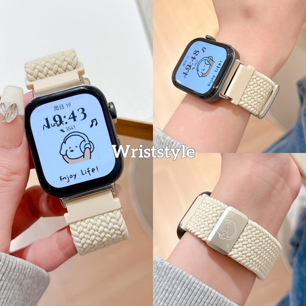 Huawei Watch fit4 ลูกสุนัขน่ารักหัวเข็มขัดแม่เหล็กสายรัดทอไนลอนสําหรับ Huawei Watch Fit3 breathable เปลี่ยนสร้อยข้อมือสําหรับ Fit4pro อุปกรณ์เสริมผู้ชายผู้หญิง
