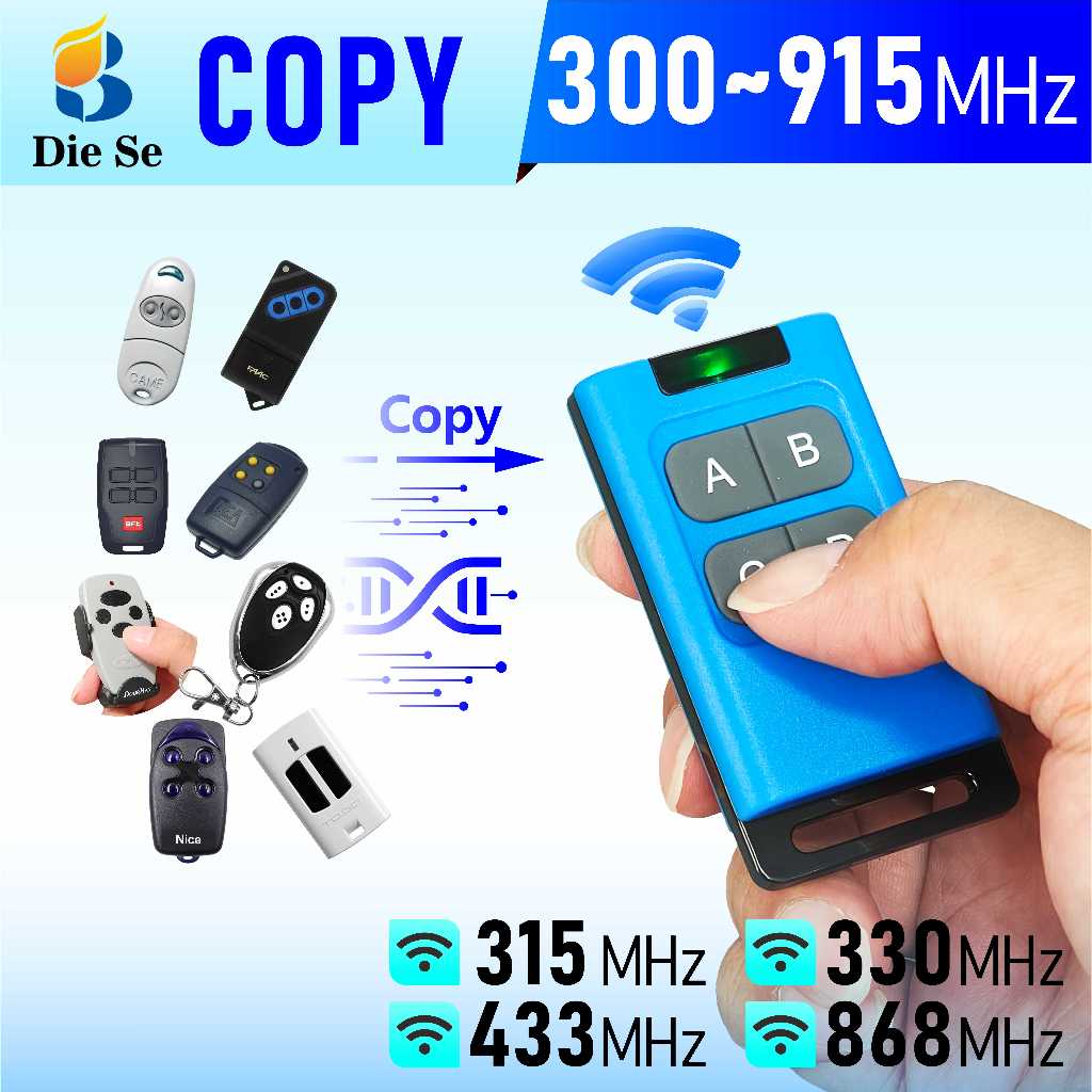 รีโมตคอนโทรลโคลน 8 ช่อง, 8 ปุ่มคัดลอก RF 315/330/390/433/868MHz, รองรับประตูม้วน ประตูโรงรถแบบพับเก็บได้ ประตูไฟฟ้า