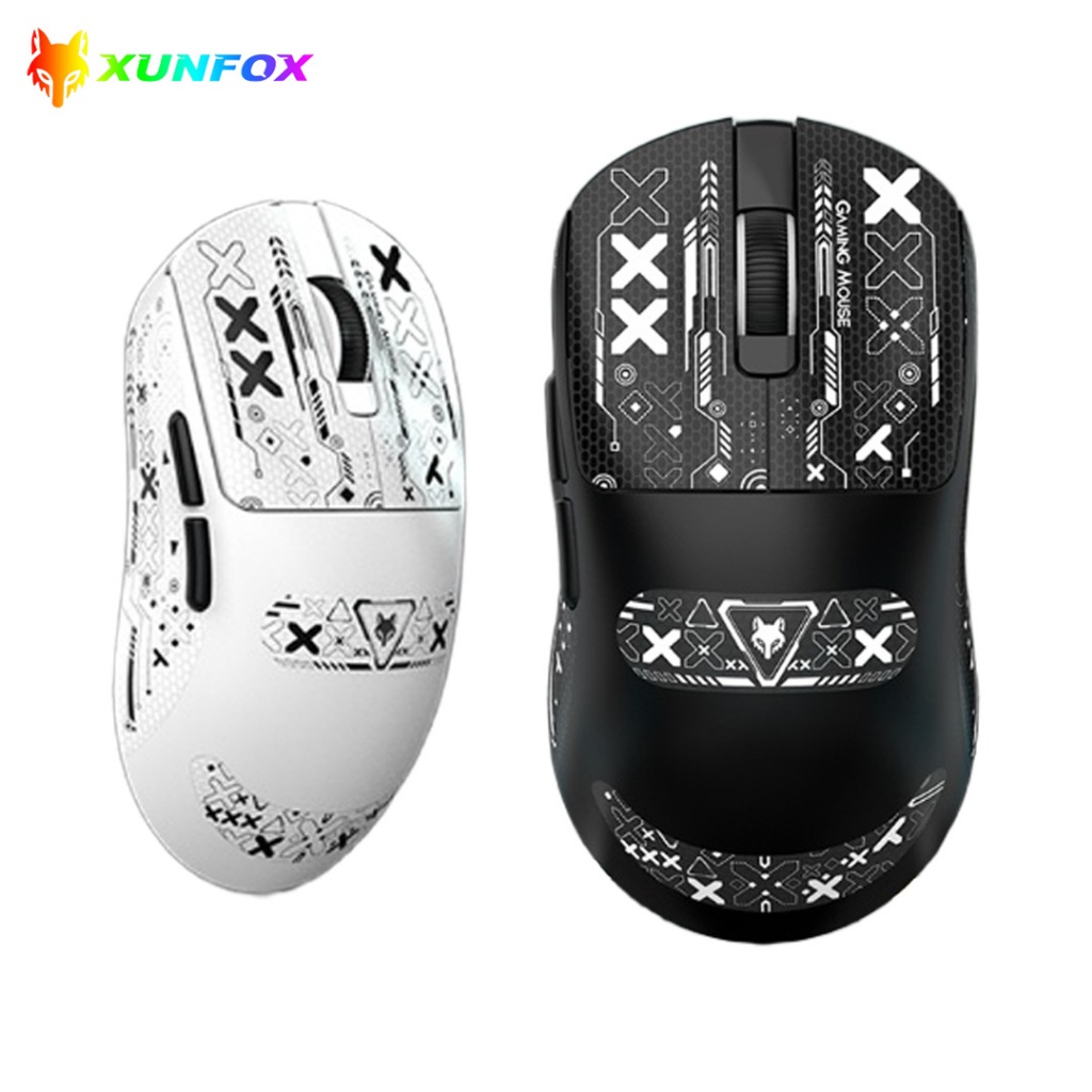 XUNFOX H8 Triple-Mode Gaming Mouse 2.4G+Bluetooth+การเชื่อมต่อแบบมีสาย 12000 DPI การออกแบบแบบชาร์จไฟ