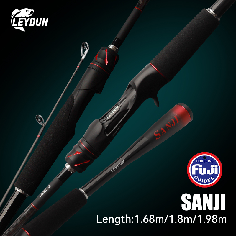 LEYDUN SANJI เบ็ดตกปลารdrod UL 1.68m 1.8m 1.98m Fuji Joran Pancing คาร์บอนไฟเบอร์ Rod Spinning