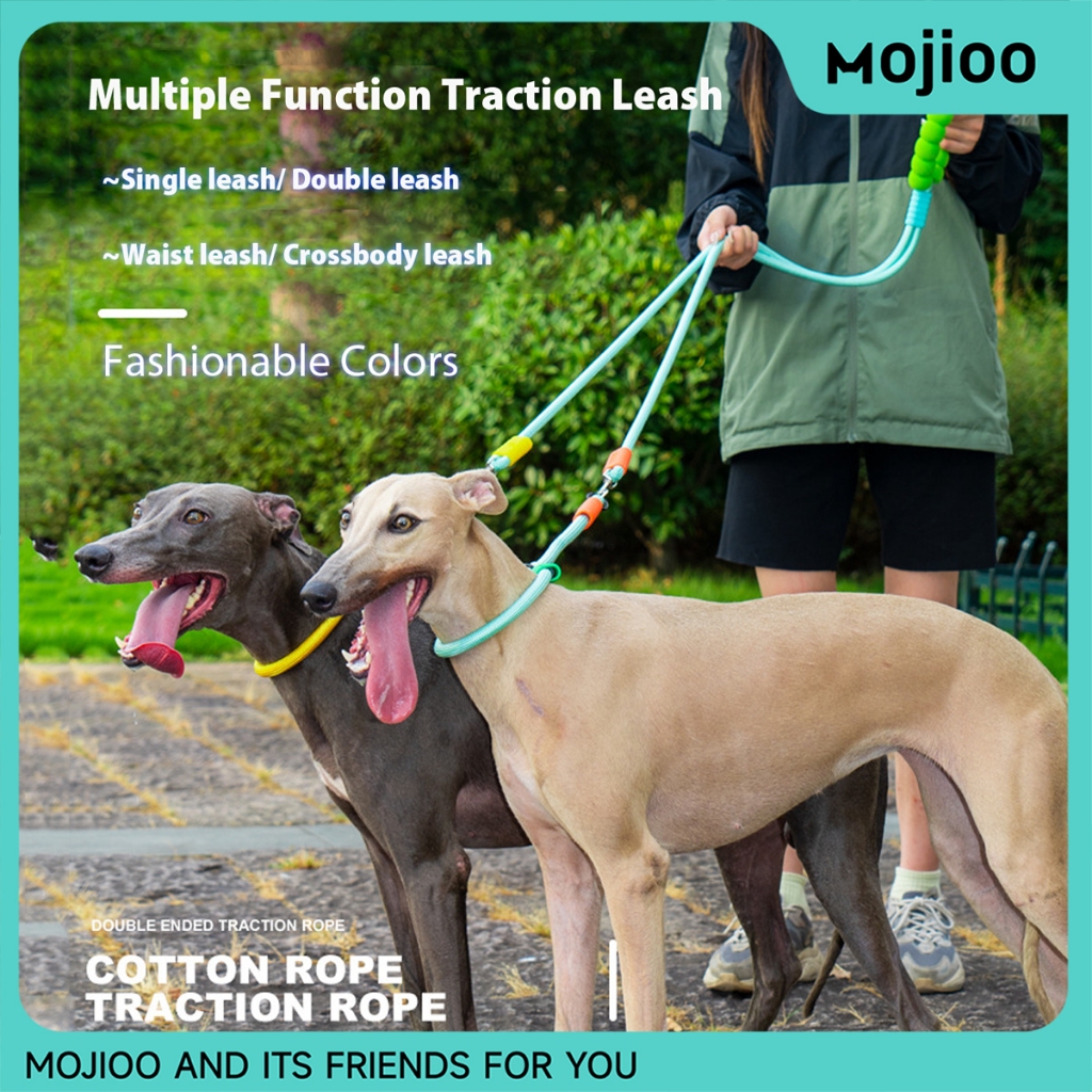 Mojioo สายจูงดึงสัตว์เลี้ยงพร้อมปลอกคอ ตะขอหมุน 360° ทนทาน เหมาะสําหรับสุนัข