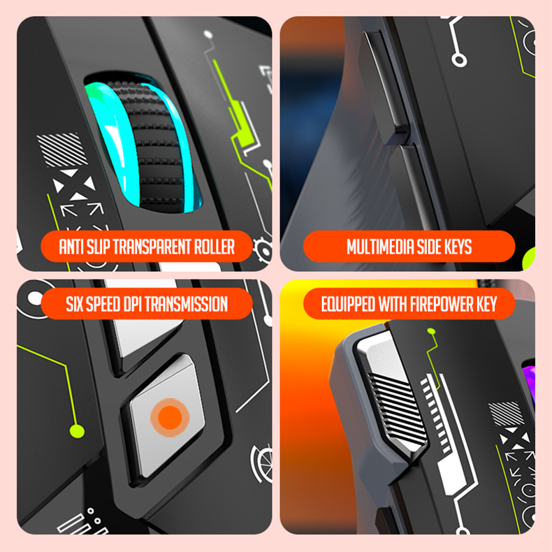 XUNFOX G7 เมาส์สําหรับเล่นเกมแบบมีสายพร้อมไฟ RGB ความแม่นยําสูง 12800 DPI Sensor Tactile Mechanical - รูปที่ 7